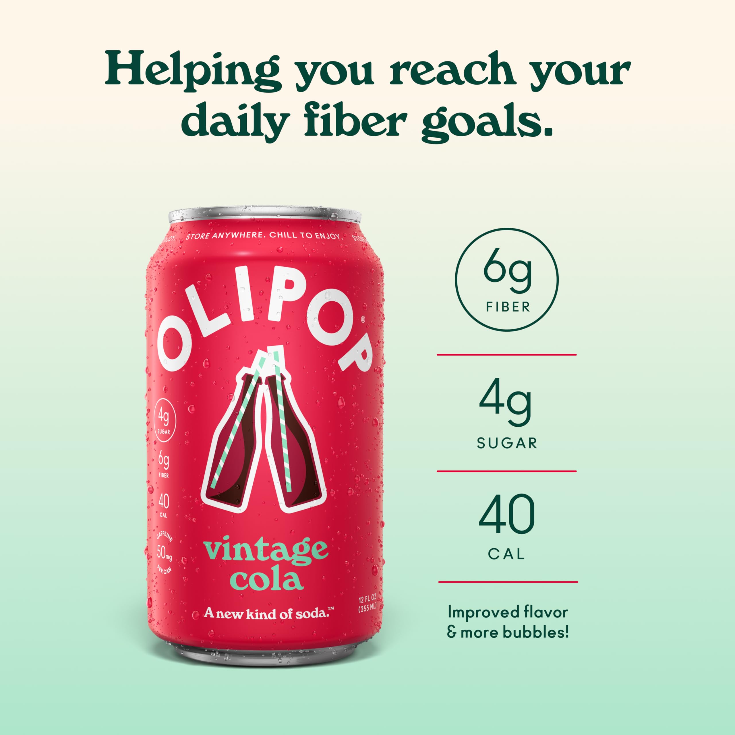 Amazon.com : OLIPOP Prebiotic Soda Pop, Vintage Cola, Pantry Pack